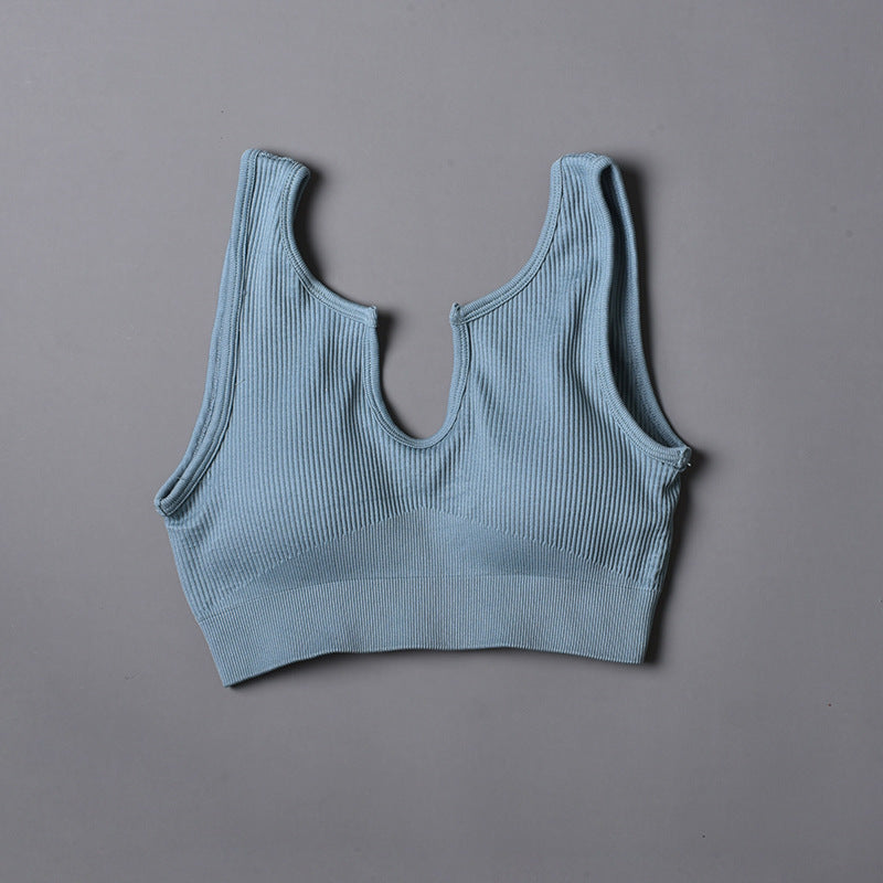 Wholesale Nylon U-neck Bra Shorts Seamless Knit Sports Yoga Suit